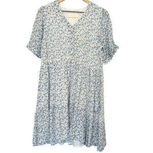 Reistor Mindfully Made Dress White with blue flowers Size Med NWT